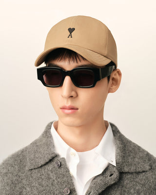 Beige Cotton Cap With Ami De Coeur Mastic Beige