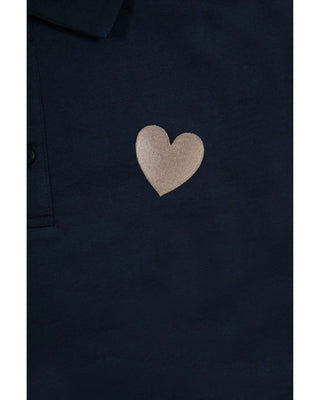 Contrast Heart Polo - Raw Blue