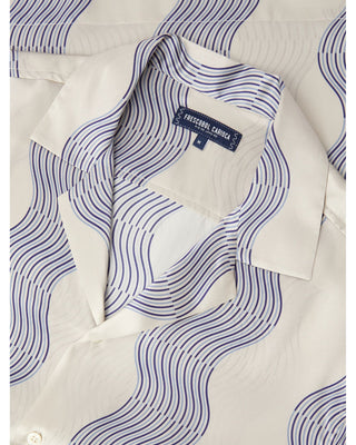 Roberto Silk Shirt SS Due Cabana Strip - Ecru & Dusk
