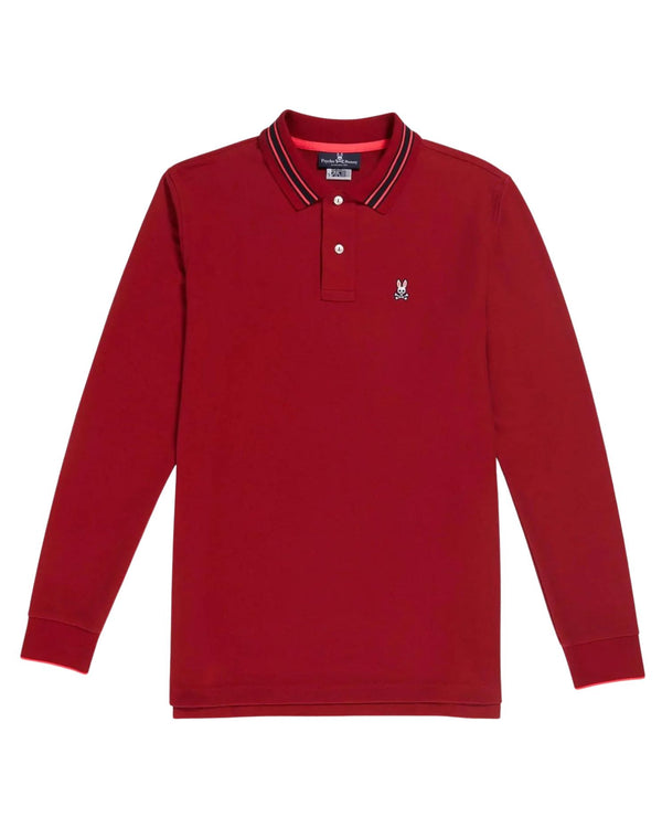 Men's Estacada Collar Stripe Long Sleeve Polo - Rio Red