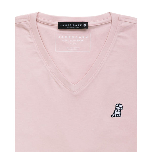 Mens V-Neck T-shirt - Silver Pink A11