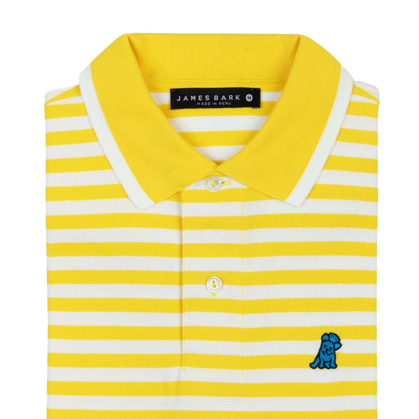 Men's Striped Polo Shirt - Vibrant Yellow A108