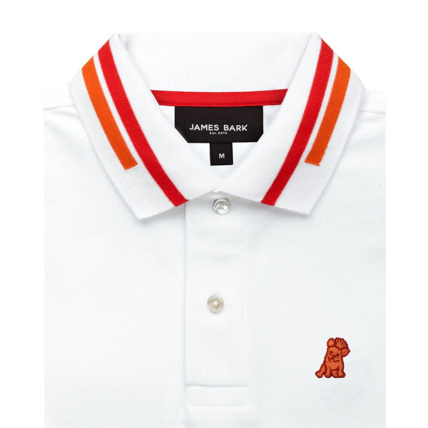 Long Sleeve Striped Polo Shirt - White A206