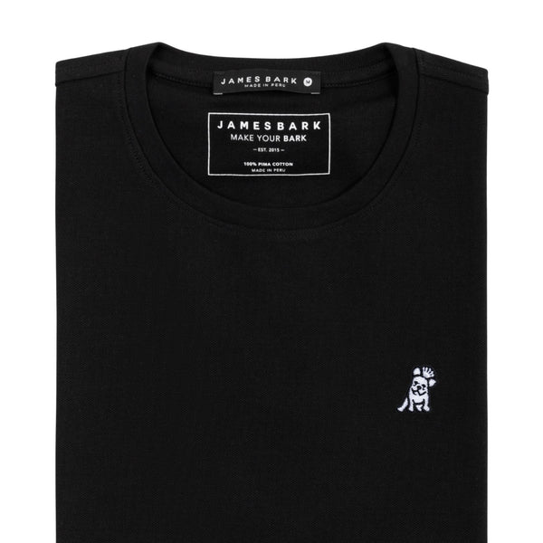 Mens Crew Neck Pique T-shirt - Black A11