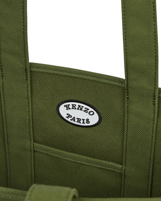 'Kenzo Verdy Market' Reversible Large Tote Bag in Canvas - Khaki