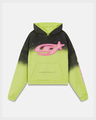 Act 1 Neon Boxy Fit Hoodie Faded Green