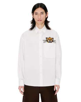 'Kenzo Happy Tiger' Casual Shirt In Poplin Cotton - White