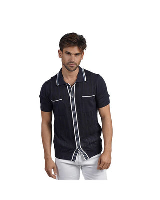 The Chandler Knit Polo Shirt - Navy