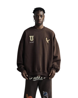 Golden Hills III Embroidered Eagle Sweatshirt - Brown