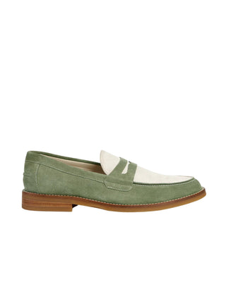 Wilde Sage + White Suede Penny Loafer