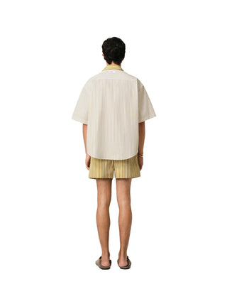 Short Sleeve Boxy Shirt - Off White/Lichen