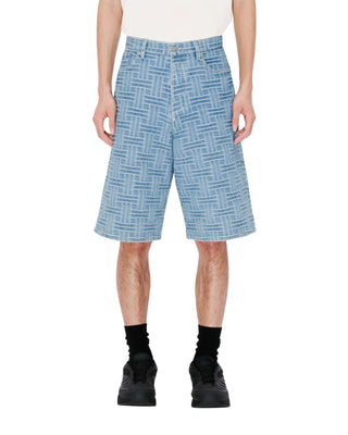 'Kenzo Weave' Straight Short in Japanese Denim - Bleached Blue Denim