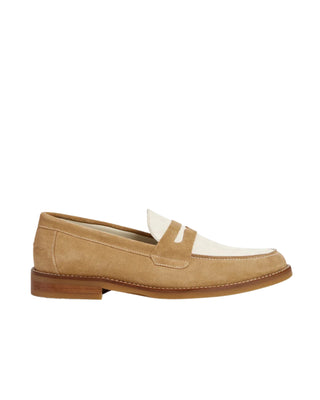 Wilde Beige + White Suede Penny Loafer