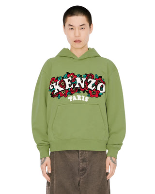 'Kenzo by Verdy' Embroidered Hoodie in Cotton - Pale Khaki