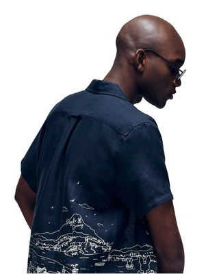 Naxos Linen Blend Shirt - Navy