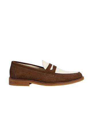 Wilde Chocolate + White Suede Penny Loafer