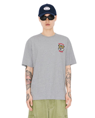 'Kenzo Verdy Market' Genderless Embroidered T-shirt in Cotton - Pearl Grey