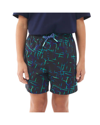 Kid's Abstract Swim Trunk - Black Beauty