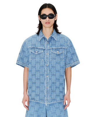 'Kenzo Weave' Shirt in Japanese Denim - Bleached Blue Denim