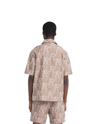 Embroidered Initial Overshirt S/S - Washed Taupe