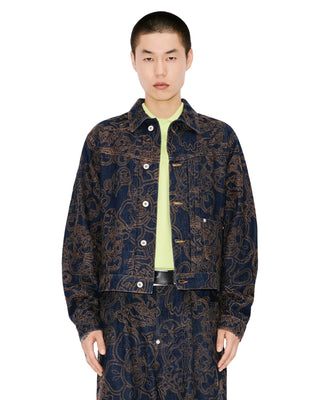 'Kenzo By Verdy' Embroidered Trucker Jacket in Japanese Denim - Rise Denim Blue