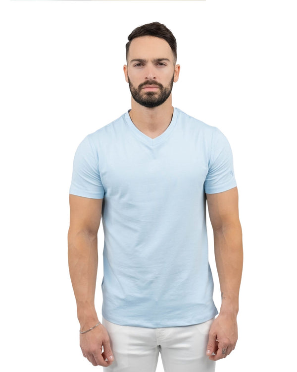 Zafiro Classic V Neck T-shirt - Aqua