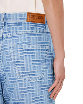 'Kenzo Weave' Straight Short in Japanese Denim - Bleached Blue Denim