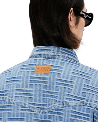'Kenzo Weave' Shirt in Japanese Denim - Bleached Blue Denim