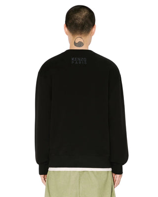 'Kenzo Happy Tiger' Embroidered Sweatshirt in Cotton - Black