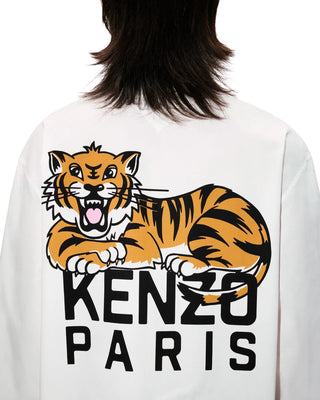 'Kenzo Happy Tiger' Casual Shirt In Poplin Cotton - White