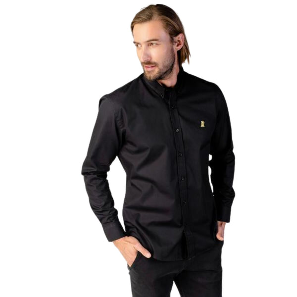 Men's Button Down Long Sleeve Shirt - Black A200