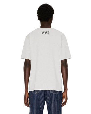 'Kenzo Happy Tiger' Embroidered Oversized T-shirt in Cotton - Pale Grey