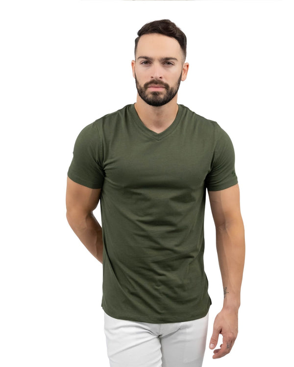 Zafiro Classic V Neck T-shirt - Olive
