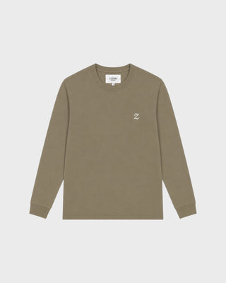 Di Casa Crew Neck T-Shirt L/S - Greige Wood