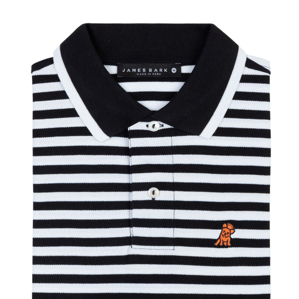 Men's Striped Polo Shirt - Black A107