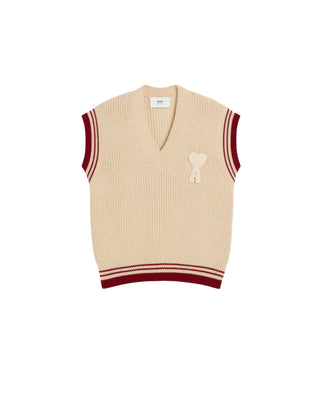 Ribbed Sleeveless V-Neck Sweater - White/Cream