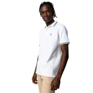 Men's Stripe Collar Polo Shirt - White A50