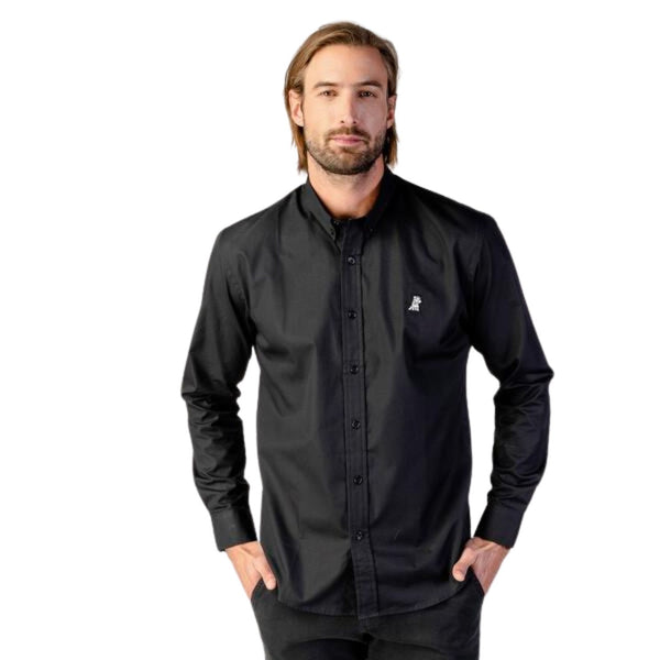 Men's Button Down Long Sleeve Shirt - Black A11