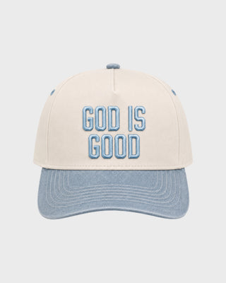 GOD IS GOOD TRUCKER HAT - DENIM