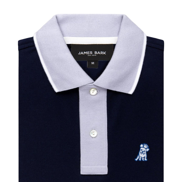 Men's Color Block Collar Polo Shirt - Navy A215