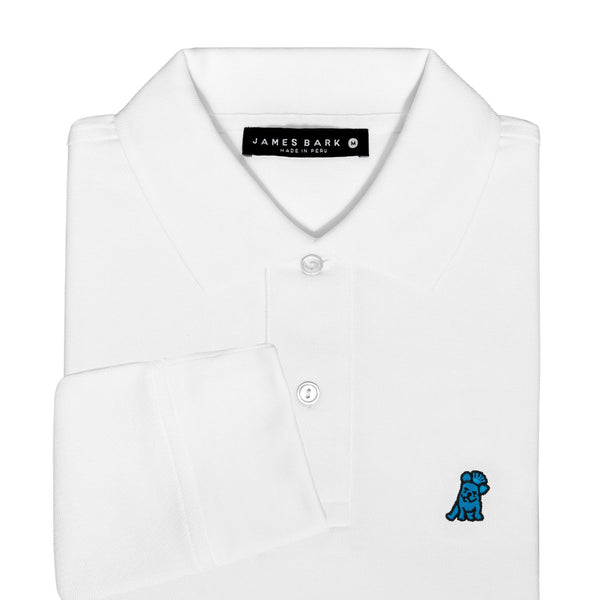 Men's Long Sleeve Polo Shirt- White A108