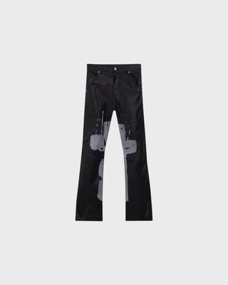Act 1 Cross Leather Flare Jean - Black