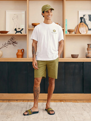 Dinis Clube Praia Printed Tee - Spinach & Lemon
