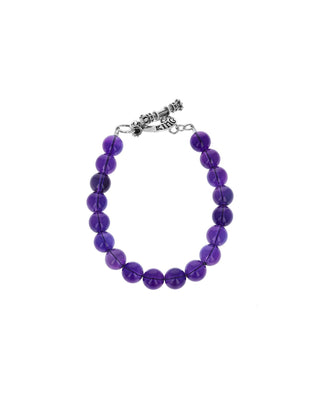 10mm Amethyst Bead Bracelet With Silver Toggle