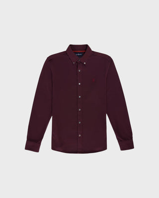 Astor Knit Oxford Shirt - Crimson