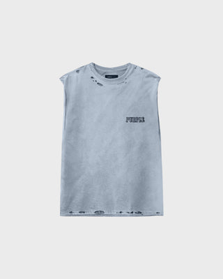 Textured Sleeveless Tee - Blue