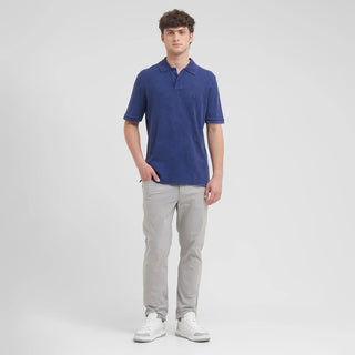 Men's Dyed Polo Shirt Dress Blue