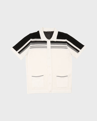 Foundation Crochet Button Up Shirt White/Black