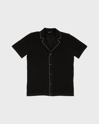 Essential Crochet Button Up Shirt Black