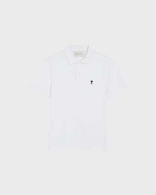 White Cotton Short Sleeves Ami De Coeur Polo Shirt - Blanc